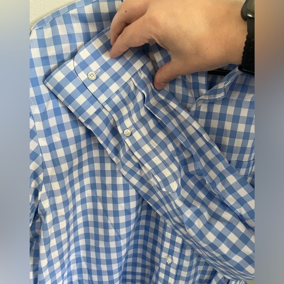 Men's Regular Fit Button Down Dress Shirt Blue and White Nordstrom - Picture 5 of 9